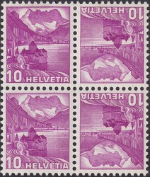 K33y.2.02 (10c rotlila) glattes Papier, ungebraucht im Viererblock, ...