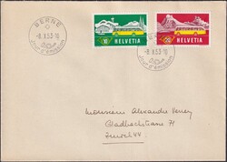 1954, Nr.314+315 (Alpenpost) auf illustriertem Ersttagsbrief von ...