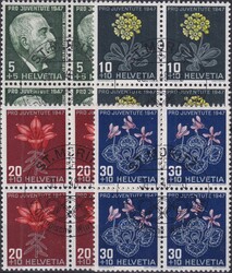 1948, J125-J128, Viererblöcke von ST. MORITZ: 30.JAN.49 (Olympische ...