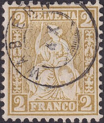 2c braun, Nr.37 mit Zwergstempel WABERN: 4.OKT, soweit gute Zähnung ...