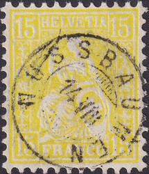 15c gelb, Nr.39 mit Zwergstempel NUSSBAUMEN: 14.AUG, schönes Stück ...