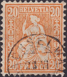 20c orange, Nr.32 mit Zwergstempel TRACHSELWALD: 23.JUN, gut gezähnt ...