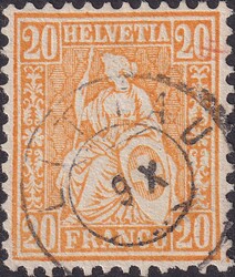 20c orange, Nr.32 mit Zwergstempel LITTAU: 9.OKT. Fehlerfreie Marke ...