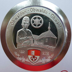 2018, NUMISBRIEF Obwalden aus der Serie "725 Jahre Eidgenossenschaft" ...