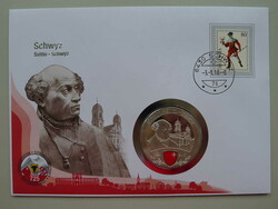 2018, NUMISBRIEF Schwyz aus der Serie "725 Jahre Eidgenossenschaft" ...