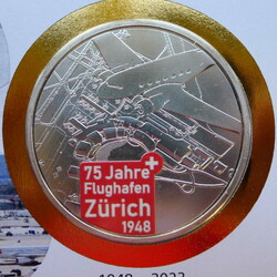 2023, NUMISBRIEF 75 Flughafen Zürich mit versilberter Sonderprägung ...
