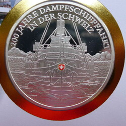 2023, NUMISBRIEF 200 Jahre Dampfschifffahrt Schweiz mit versilberter ...