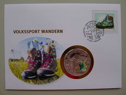 2022, NUMISBRIEF Volkssport Wandern mit versilberter Sonderprägung, ...