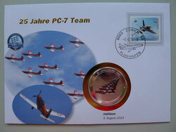2014, NUMISBRIEF 25 Jahre PC-7 Team mit versilberter Sonderprägung, ...