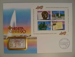 1990, NUMISBRIEF Helvetia Genf mit Doppelgenf aus Silber (15g, ...