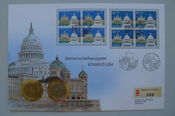 1991, NUMISBRIEF Gemeinschaftsausgabe Schweiz - USA mit 2 Franken und ...