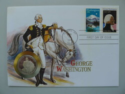 1989, NUMISBRIEF "Georg Washington" mit Silber-Gedenkmünze, ...