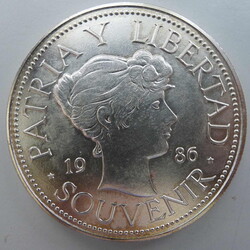 1986, Kuba, PATRIA Y LIBERTAD - 1 Onza Silber (999.9), Selten! Im ...