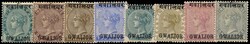 I.C.S. GWALIOR 1885 SG4b/11b Mint 1885 (June) set of 8 to 1r, type 1 ...