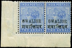 I.C.S. GWALIOR 1885 SG22c/cc Mint 1885-97 2a blue, type 2 opt with ...