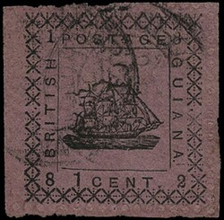 BRITISH GUIANA 1882 SG164a Mint 1c magenta typeset provisional type ...
