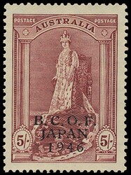AUSTRALIA B.C.O.F. 1946 SGJ7 Mint unmounted 5s claret on thick paper ...