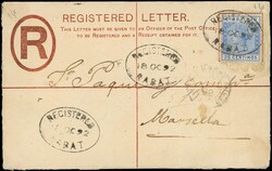 MOROCCO AGENCIES 1892 SGZ108 Cover Rabat to Marseilles usage of ...