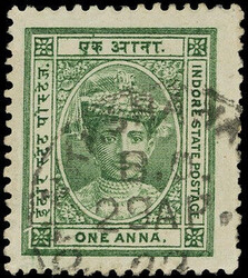 I.F.S. INDORE 1904 SG11b Used 1a green perf 12½1904-20 1a green, ...