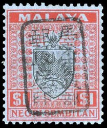 MALAYA JAPANESE OCCUPATION SG J174 Mint 1942 Negri $1 chop D in black ...