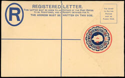 1945 (13 Jan) Straits Settlements 27c on 15c blue registered p/s ...