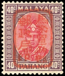 Malaya Japanese Occupation Pahang 40c red Chop D mint 1942 Pahang 40c ...