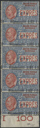 Regno 1921 1,20 L. su 30 C. striscia verticale di cinque, con ...