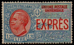 Regno 1922 espresso, 1,20 L. azzurro e rosso, non emesso, ottima ...