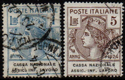 Regno 1924 enti parastatali CASSA NAZIONALE ASSIC. INF. LAVORO, serie ...