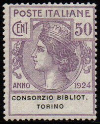 Regno 1924 enti parastatali CONSORZIO BIBLIOT. TORINO, serie di 4 ...