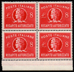 Repubblica 1947 recapito autorizzato, 2 valori in quartine (N° 8/9 - ...