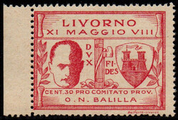 Emissioni Locali Livorno 1930 Visita di Mussolini a Livorno, 30 C. ...
