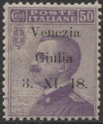 Venezia Giulia 1918 Saggio, 50 C. violetto, molto fresco e ben ...