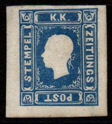 Lombardo Veneto 1858 francobolli per giornali, 1,05 S. azzurro, molto ...