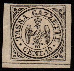 Modena 1859 segnatasse per giornali, 10 C. nero, ben marginato, firma ...