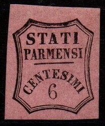 Parma 1853/57 segnatasse per giornali, 6 C. rosa vivo, ben marginato ...