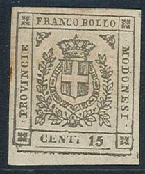 15 c. lilla grigio chiaro n. 16, ben marginato (AD). (150)