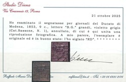 Segnatasse per Giornali 9 c. violetto grigio n. 1, ben marginato ...