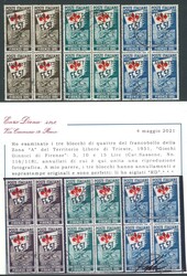 "Ginnici", serie cpl. n. 116/118 in rare quartine usate con leggeri e ...