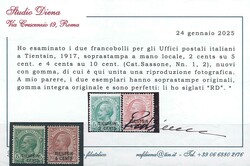 5 e 10 con sovr. a mano 2 e 4 c. eseguita localmente, n. 1/2 molto ...