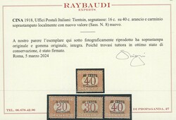 Segnatasse sovr. con nuovo valore, serietta n. 6/8 (ED, cert. ...