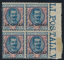 Floreale 5 lire n. 13 in eccezionale e rara quartina fresca e ben ...