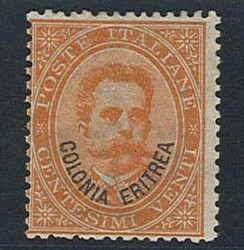 20 c. arancio sovr. n. 5, decentrato. (360)