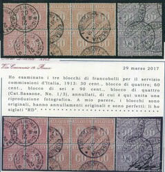 Cifra, serie cpl. n. 1/3 in quartine usate (il 60 c. in blocco di 6) ...