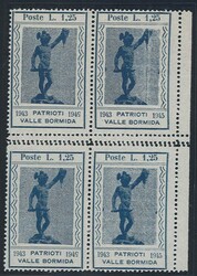 VALLE BORMIDA - Perseo, 1,25 lire n. 14kb: quartina con tripla ...