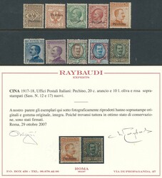 Sovrastampati, serie cpl. n. 8/17 (cert. Raybaudi). (3500)