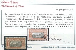 Manzoni, 50 c. con sovr. di PROVA in verticale, n. P6, splendido (Ray ...