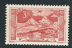 SVIZZERA - Veduta, 3 fr. carminio n. 142, alto valore della serie. ...