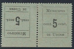 5 c. nero su verde in coppia orizz. "tete-beche" n. 1c. (3800)