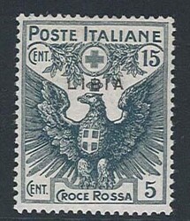Croce Rossa, 15 c. grigio n. 14a, con sovrastampa in caratteri ...
